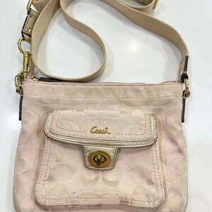 Coach Blush Pink & Tan Penelope Turnlock Crossbody Bag with Gold Hardware